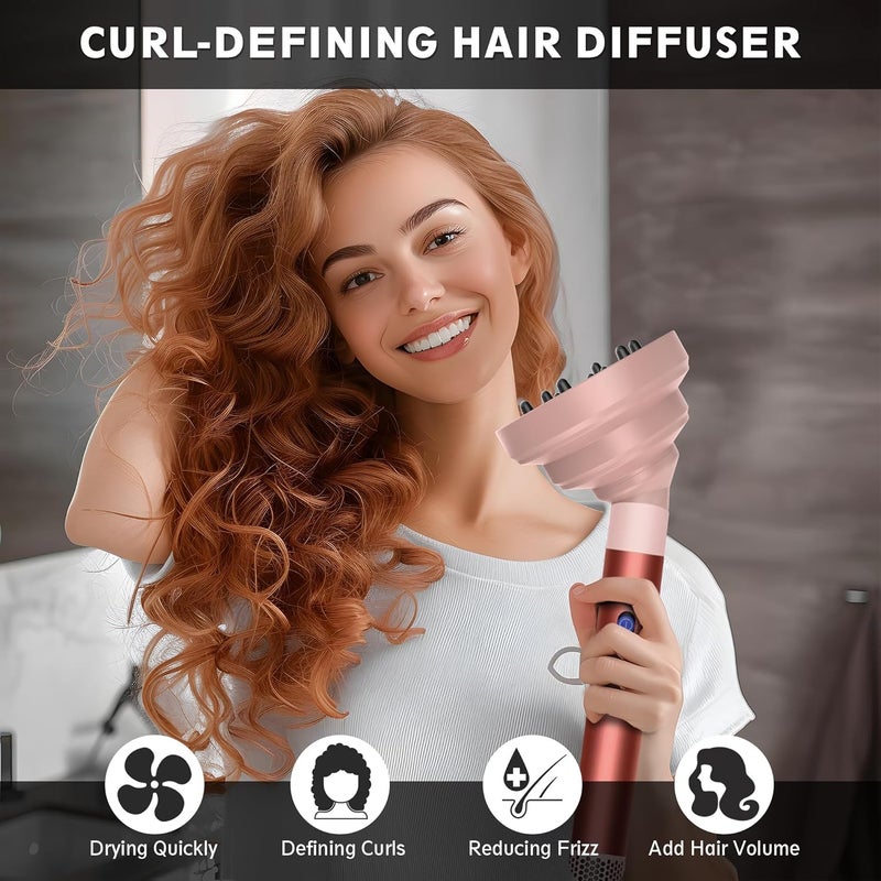 KingKam Upgraded Diffuser Attachment for Dyson Airwrap, Collapsible Travel Hair Diffuser Nozzle for Airwrap, Converts for Dyson Airwrap to Hair Dryer, Foldable and Easy Storage - Light Pink - Image 3